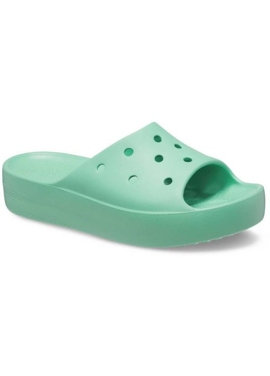 Зеленые женские кроксы classic platform slide m5w7--24 см jade stone 208180 Crocs