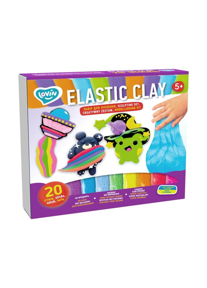 Набор для лепки с воздушным пластилином Elastic Clay TM 70140, 20 стиков Lovin (327321699)