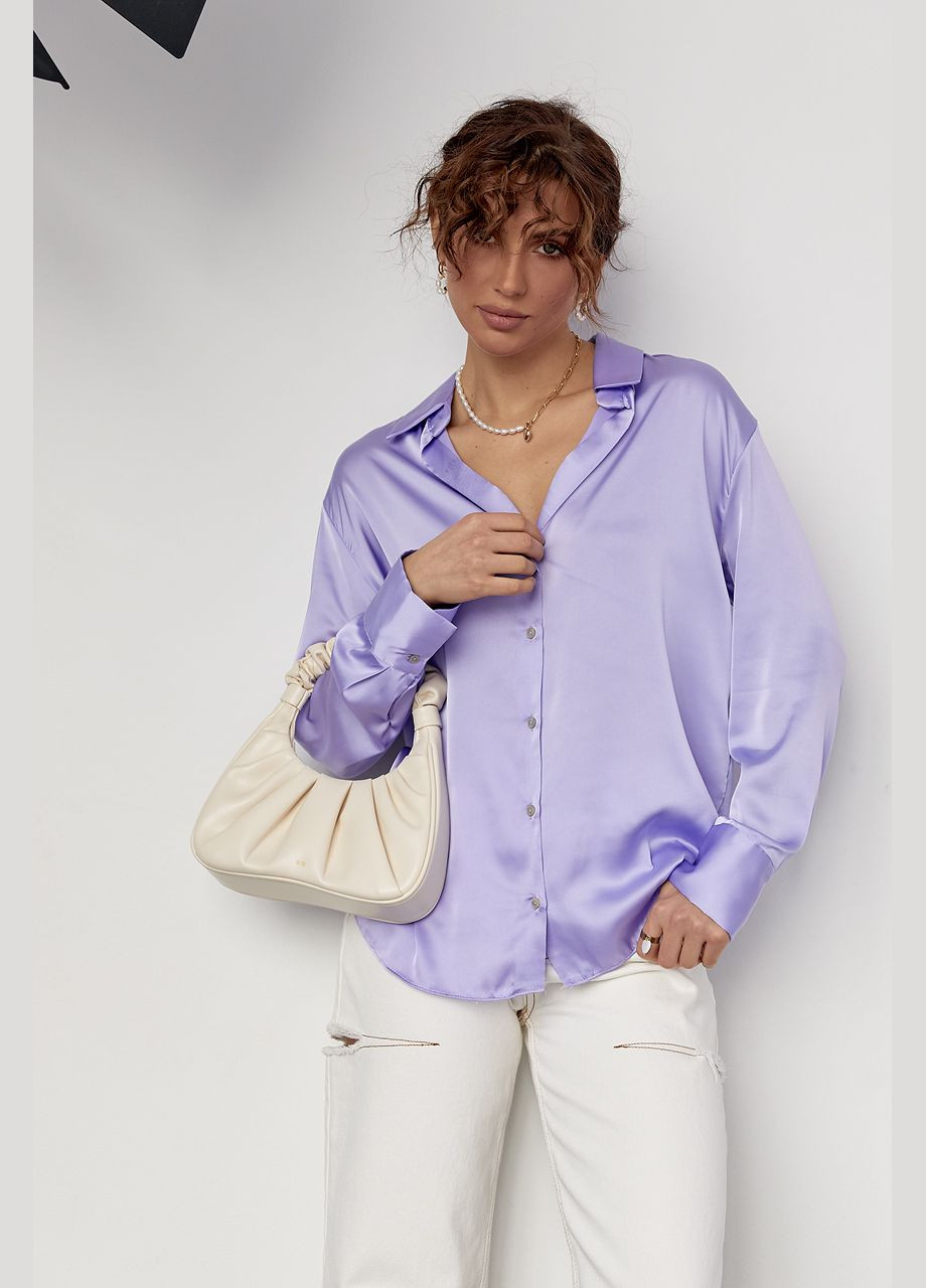Фіолетова шовкова блуза на гудзиках Lurex