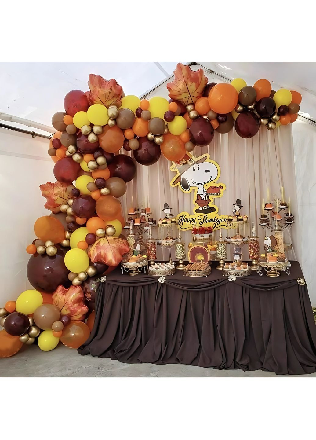 Набор 150 шаров для фотозоны Ноябрь счастья Желтый и карамель No Brand (360559301)