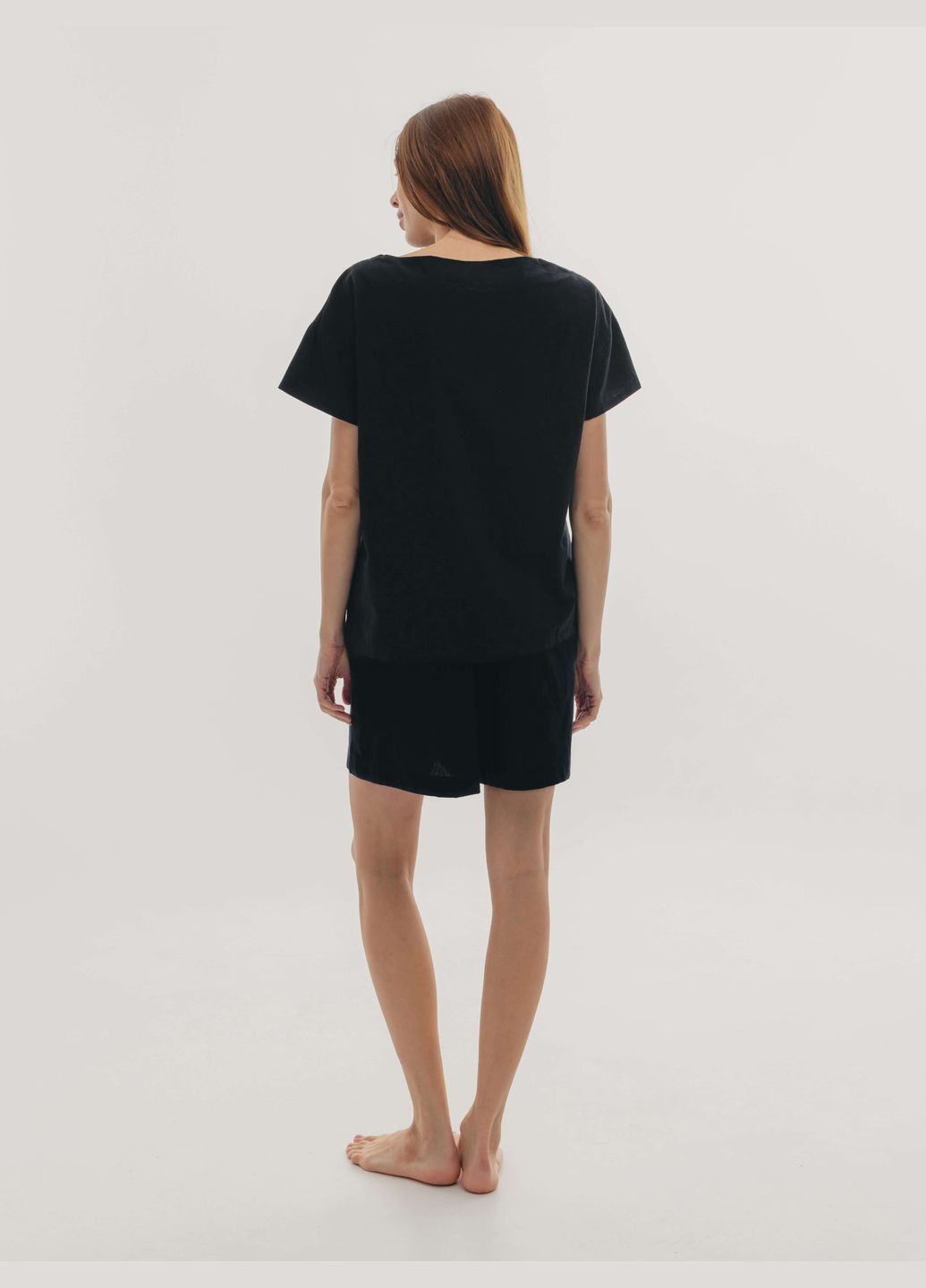 Чорна піжама жіноча з шортами black xl Leglo