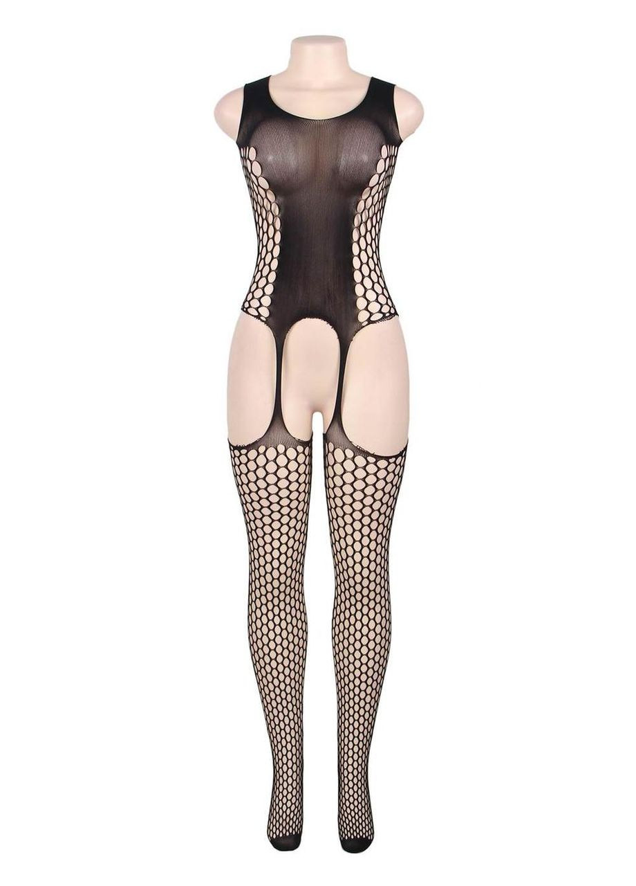 Комбінезон у велику сітку з імітацією панчох Star Night чорний, XS-M No Brand (303885982)