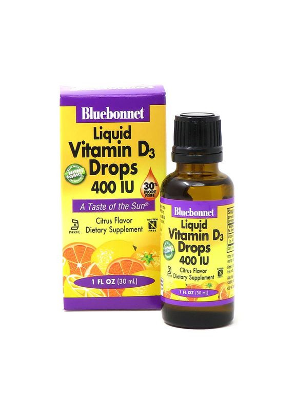 Вітаміни та мінерали Liquid Vitamin D3 400 IU, 30 мл апельсин Bluebonnet Nutrition (322291901)