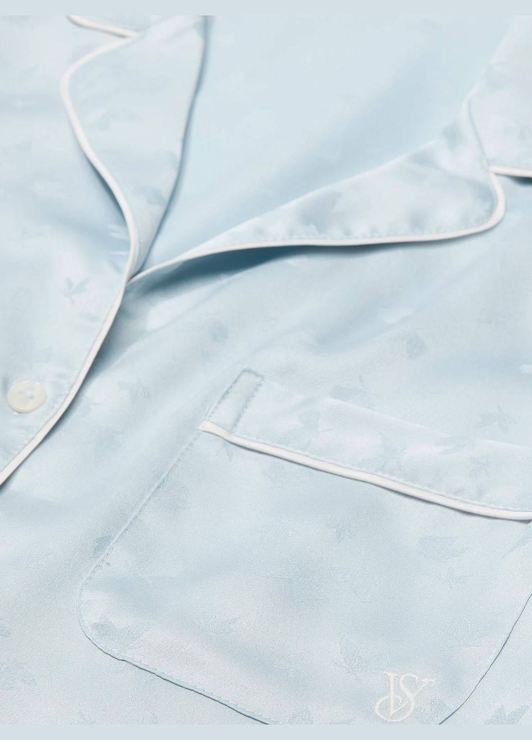 Голубая сатиновая атласная женская пижама рубашка + шорты голубая рубашка + шорты Victoria's Secret