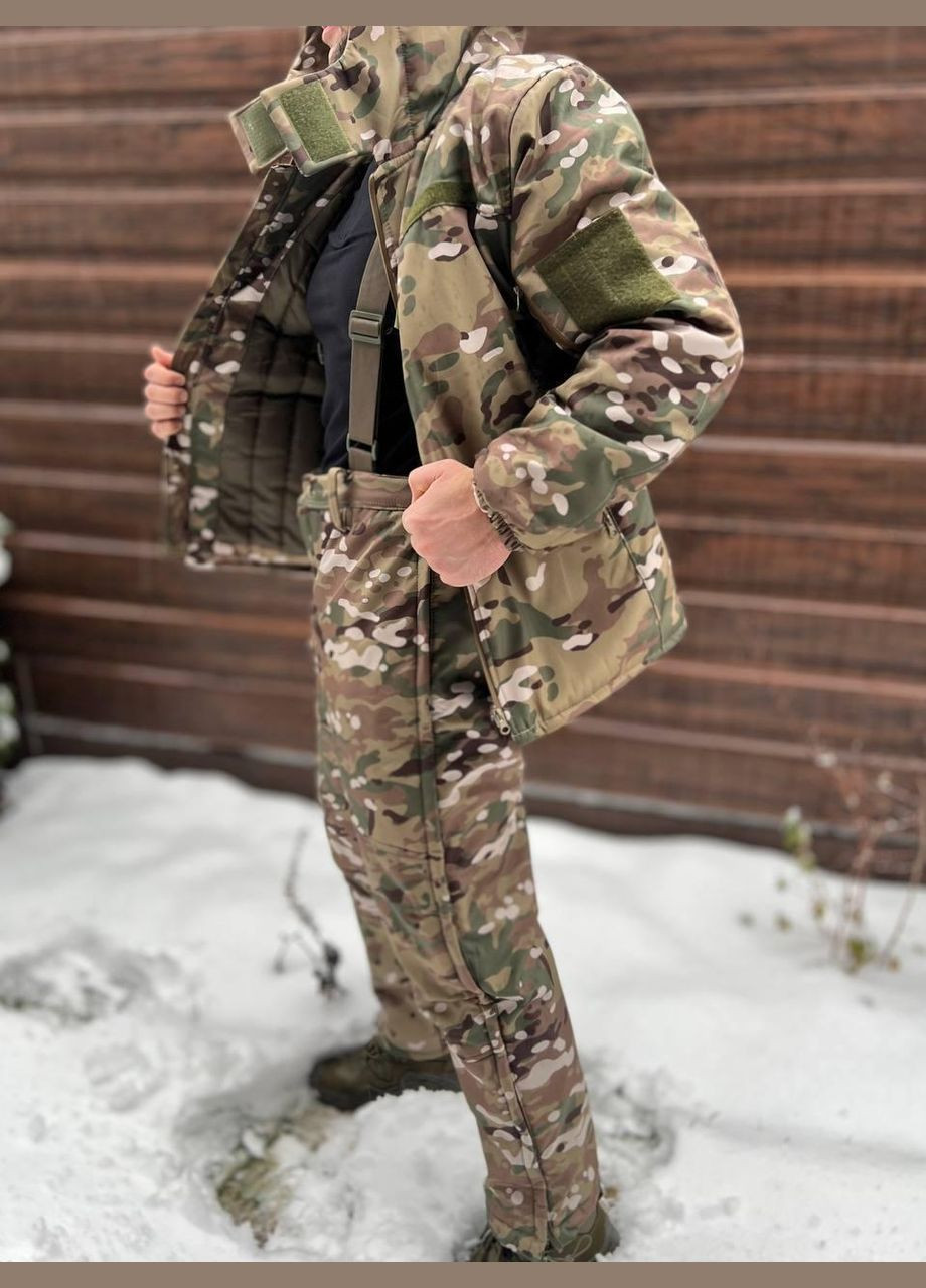 Зимний костюм Softshell тактический с мембраной на -20, Мультикам, размер, костюм софтшелл зима для военных No Brand