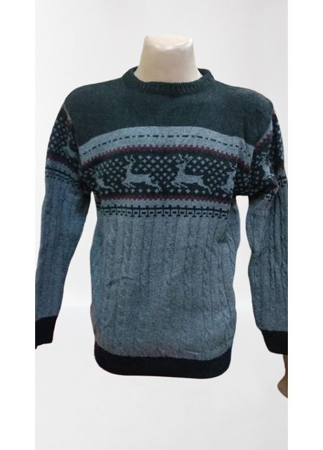 Серый зимний свитер мужской зимний теплый олени шерсть s No Brand