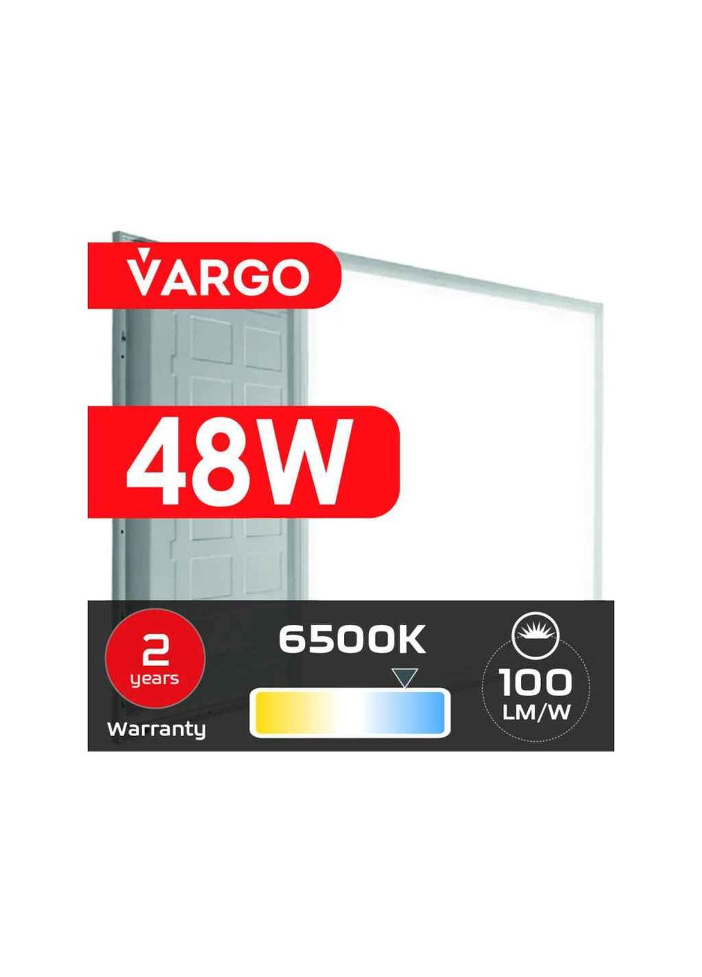 Панель світлодіодна вбудоваана 48W 6500K Квадратна 595х595 4800lm (V-111138) VARGO (357216310)