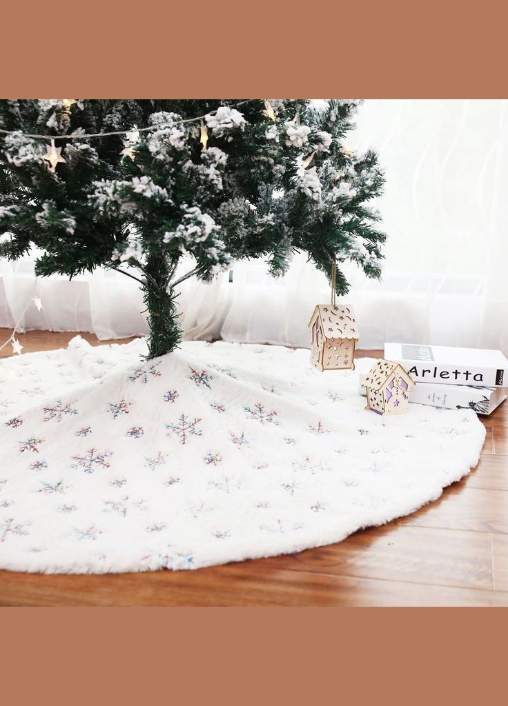 Килимок під ялинку зі сніжинками з паєток 90 см білий Jannet Килим (308271006)