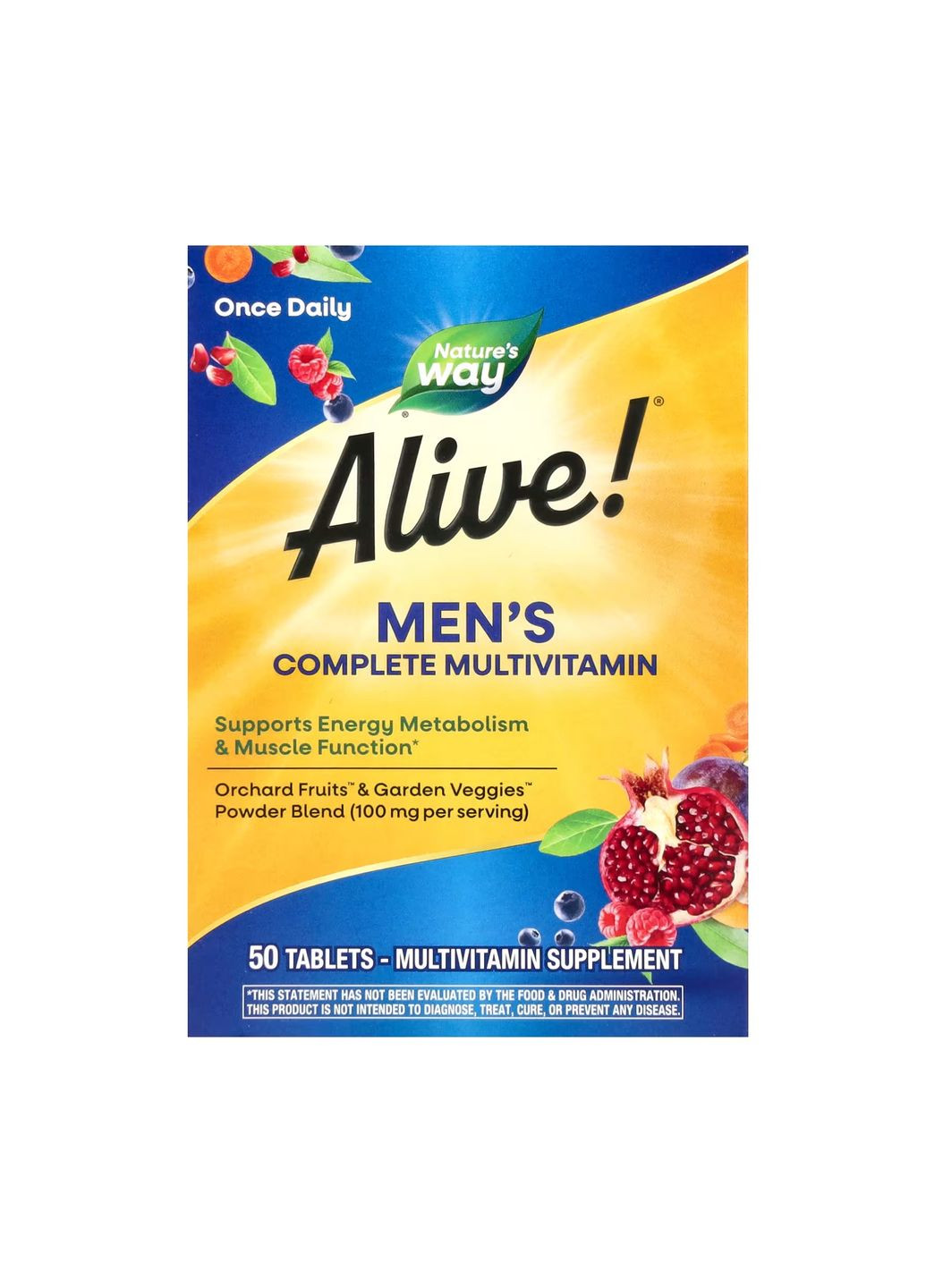 Мультивітаміни для чоловіків Alive! 50 таблеток підтримка здоров'я серця та енергії Nature's Way (367957620)