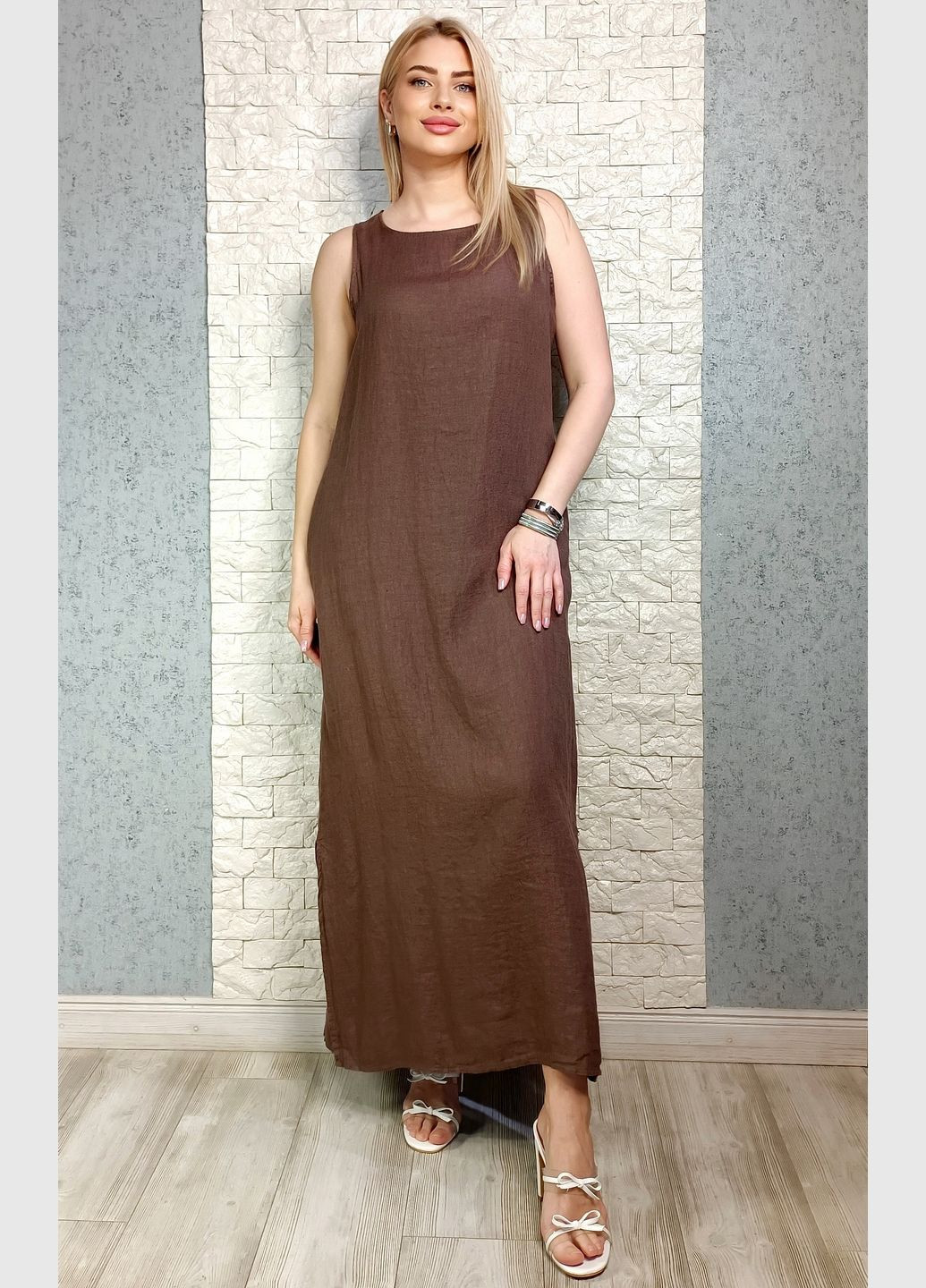 Коричневое повседневный, кэжуал платье а-силуэт di classe однотонное