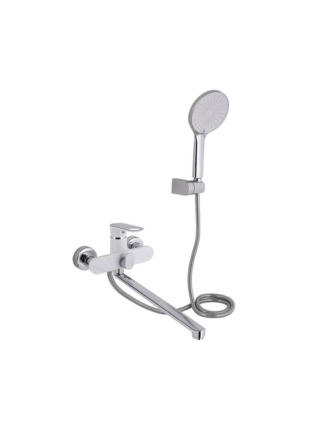 Змішувач для ванни Jay з довгим поворотним виливом (з душовим гарнітуром) QTJAY2601CRW45552 Chrome/White Qtap (324805294)