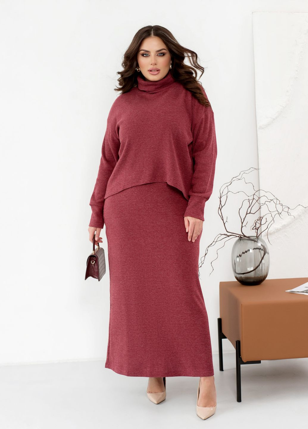 Костюм жіночий демісезонний з ангори (светр + сукня) No Brand (369560243)