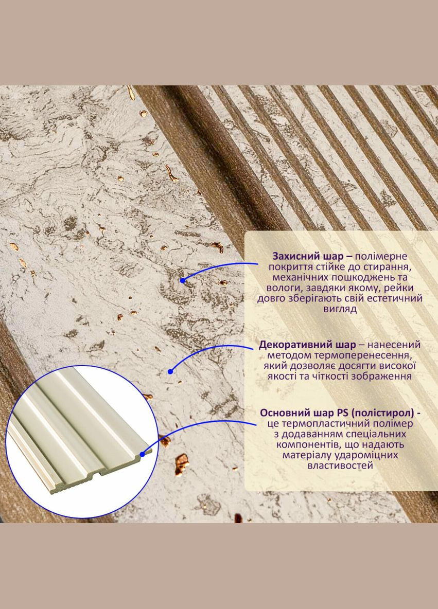 Декоративная PS рейка 122*2900*12мм (D) SW00001748 Sticker Wall (298046369)