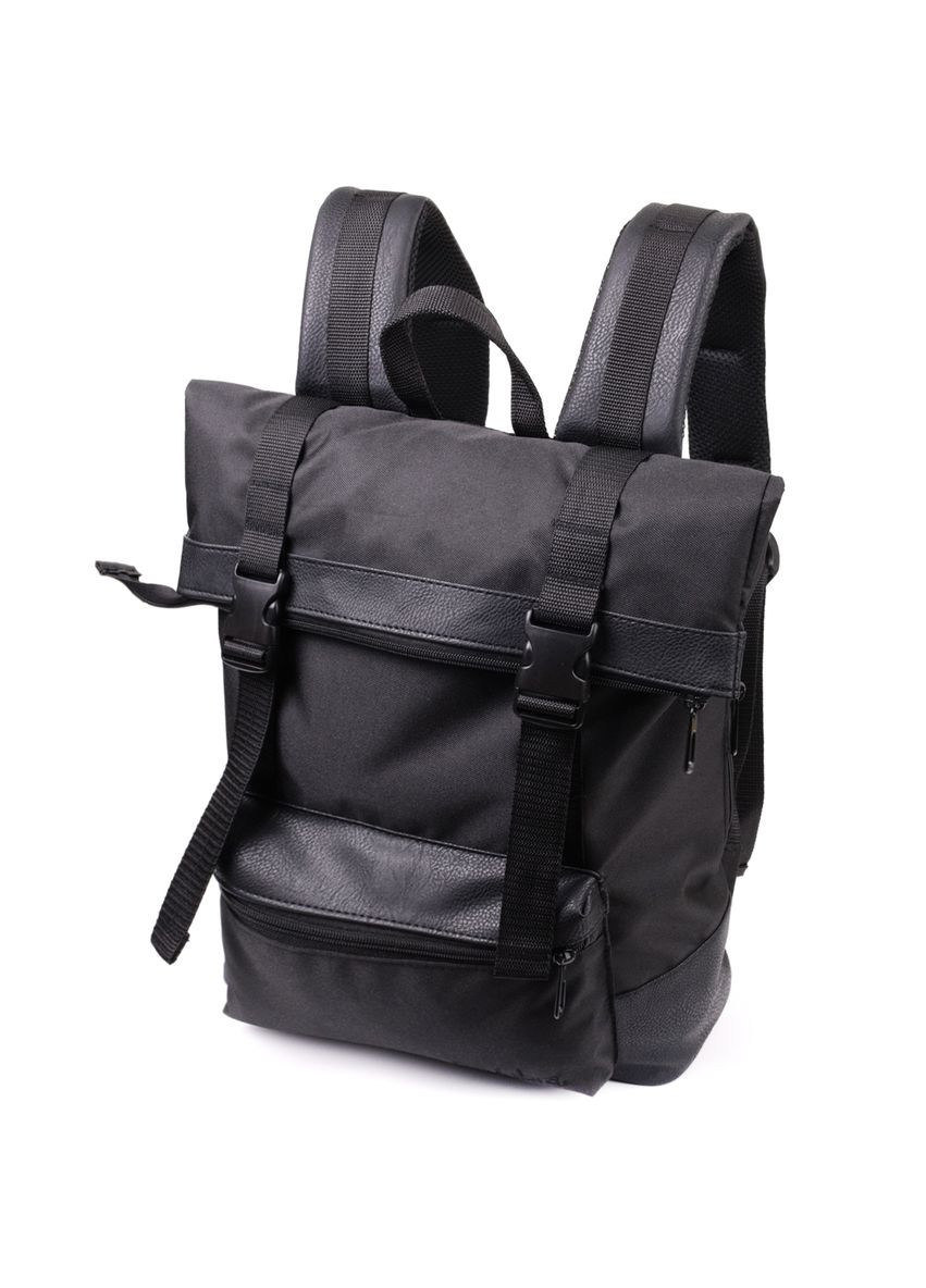 Рюкзак чоловічий тканинний для ноутбука із вставками екошкіри 22582 Чорний FABRA (301871960)