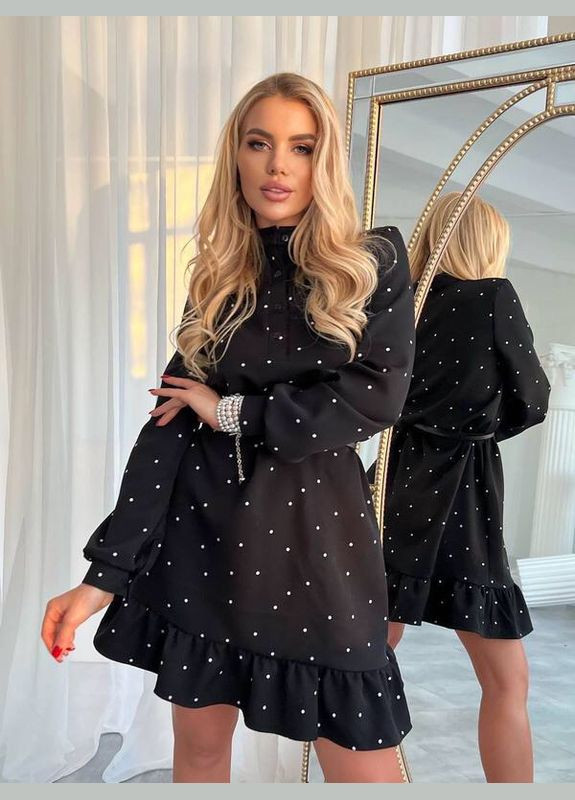 Чорна сукня з поясом Fashion