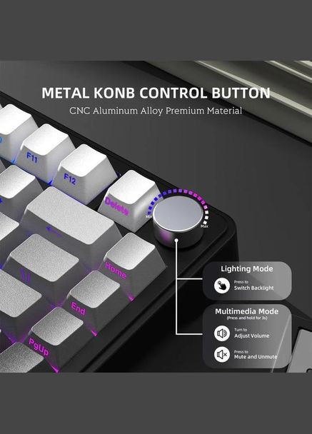 Бездротова механічна Клавіатура (перемикачі White Jade)+ наклейки укр розкладки, Hot-Swap, RGB, чорна ATTACK SHARK X85 (346496162)