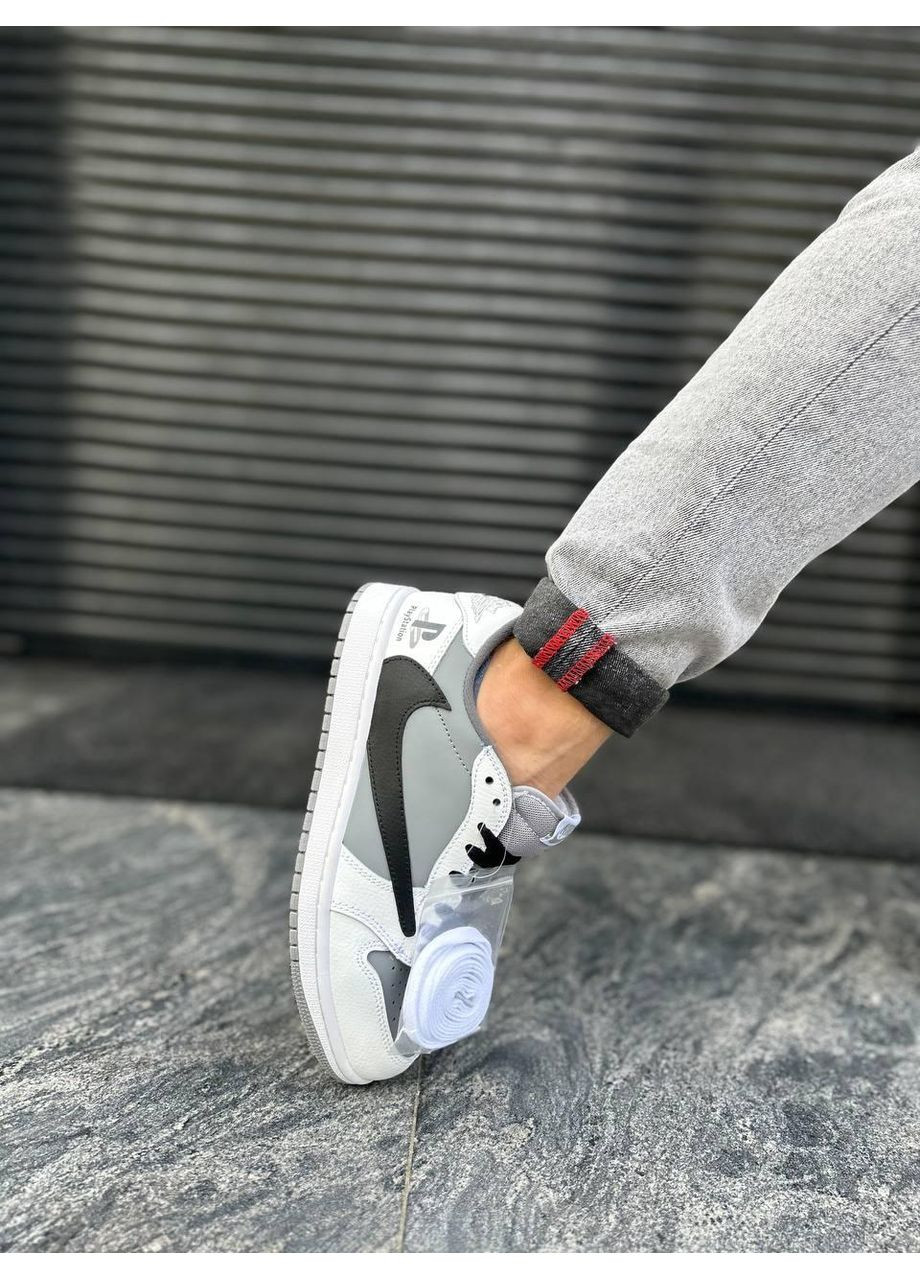 Белые демисезонные кроссовки мужские nike sb x travis scott x playstation найк сб данк No Brand