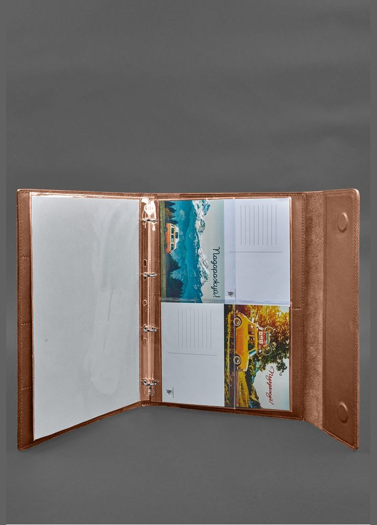 Кожаная папка для документов "Семейная" А4 на сегрегаторе с файлами светло-коричневая (A-028628) BlankNote (330144342)