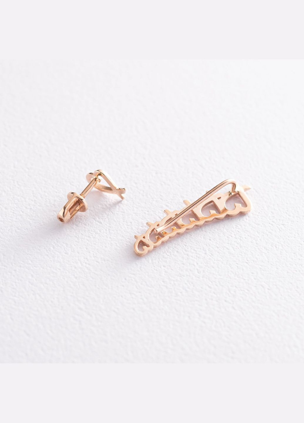 Серьги - клаймберы Сердечки в красном золоте с07104 Oniks (275109317)