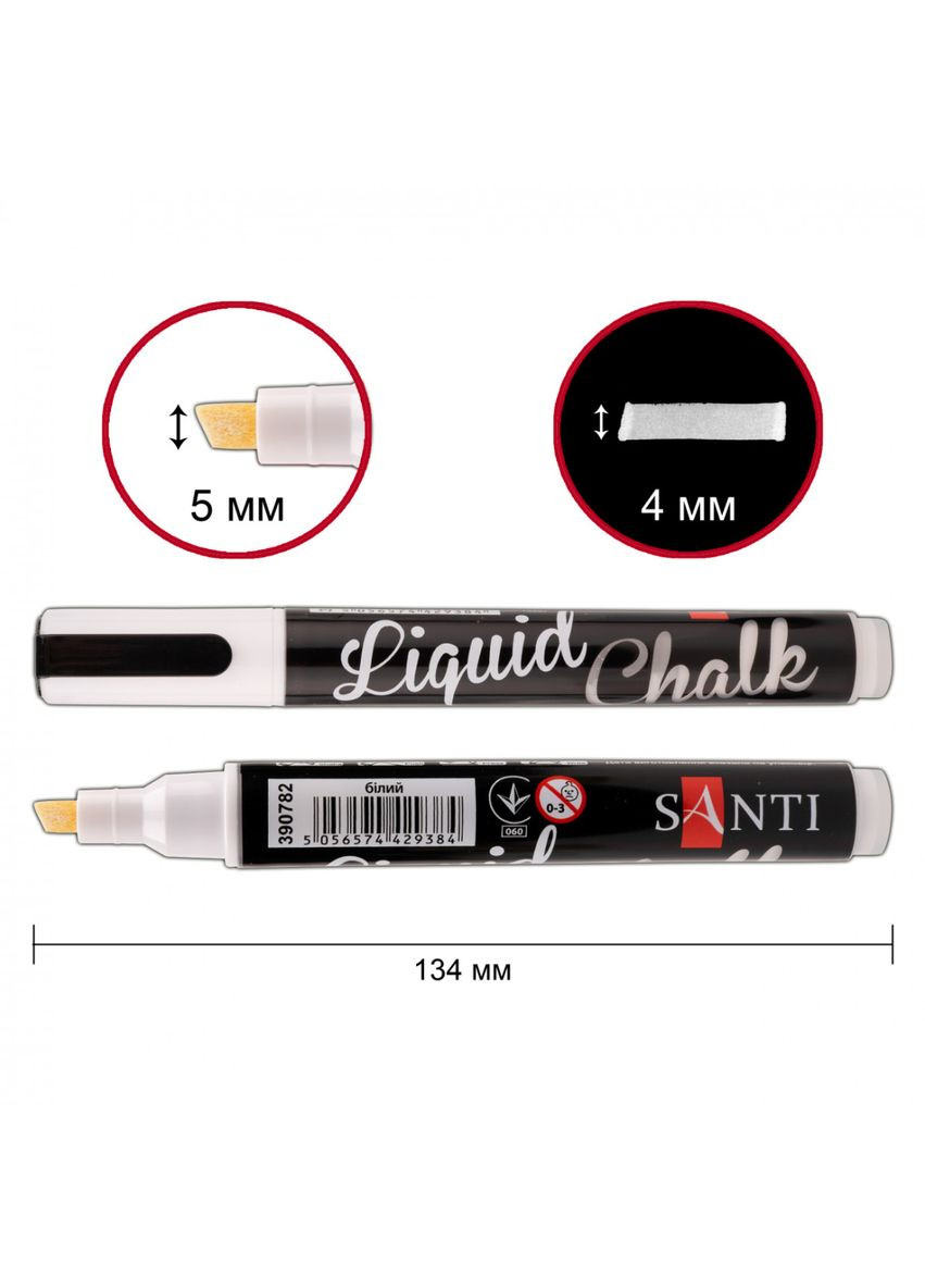 Маркер меловый 390782 5 мм 6 шт Santi (336877205)