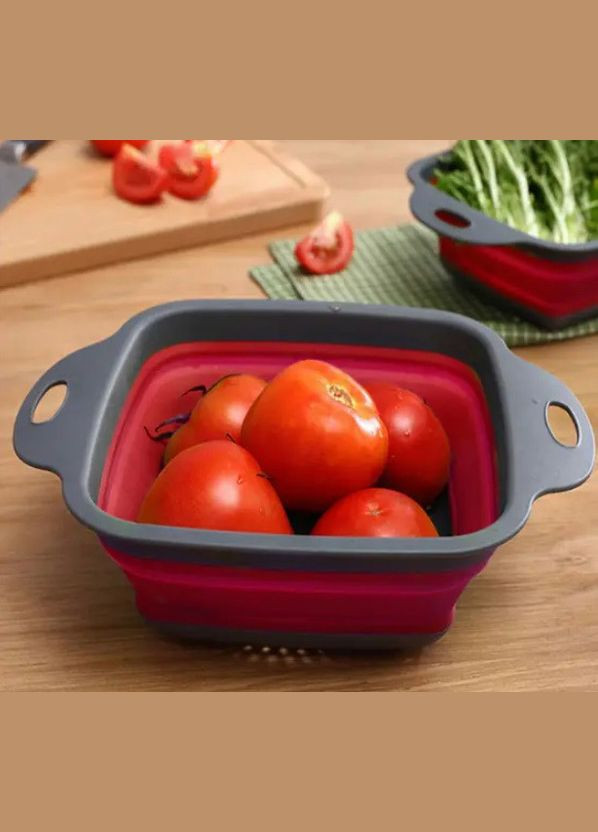 Дуршлаг силиконовый складной прямоугольный 29х22х8,7 Красный A-Plus (297332046)