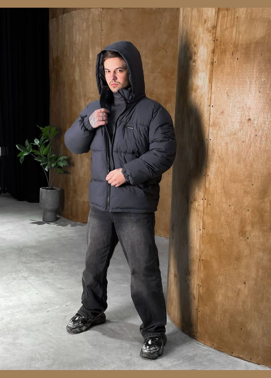 Графитовая зимняя стильный пуховик Vakko