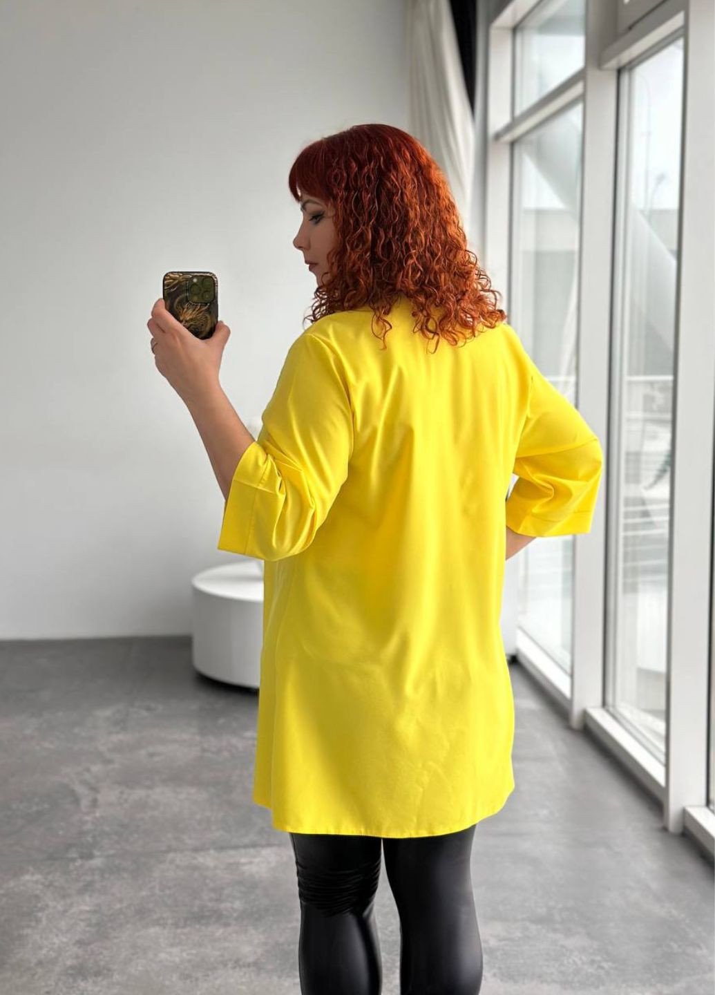 Жёлтая повседневная блуза-туника из софта No Brand