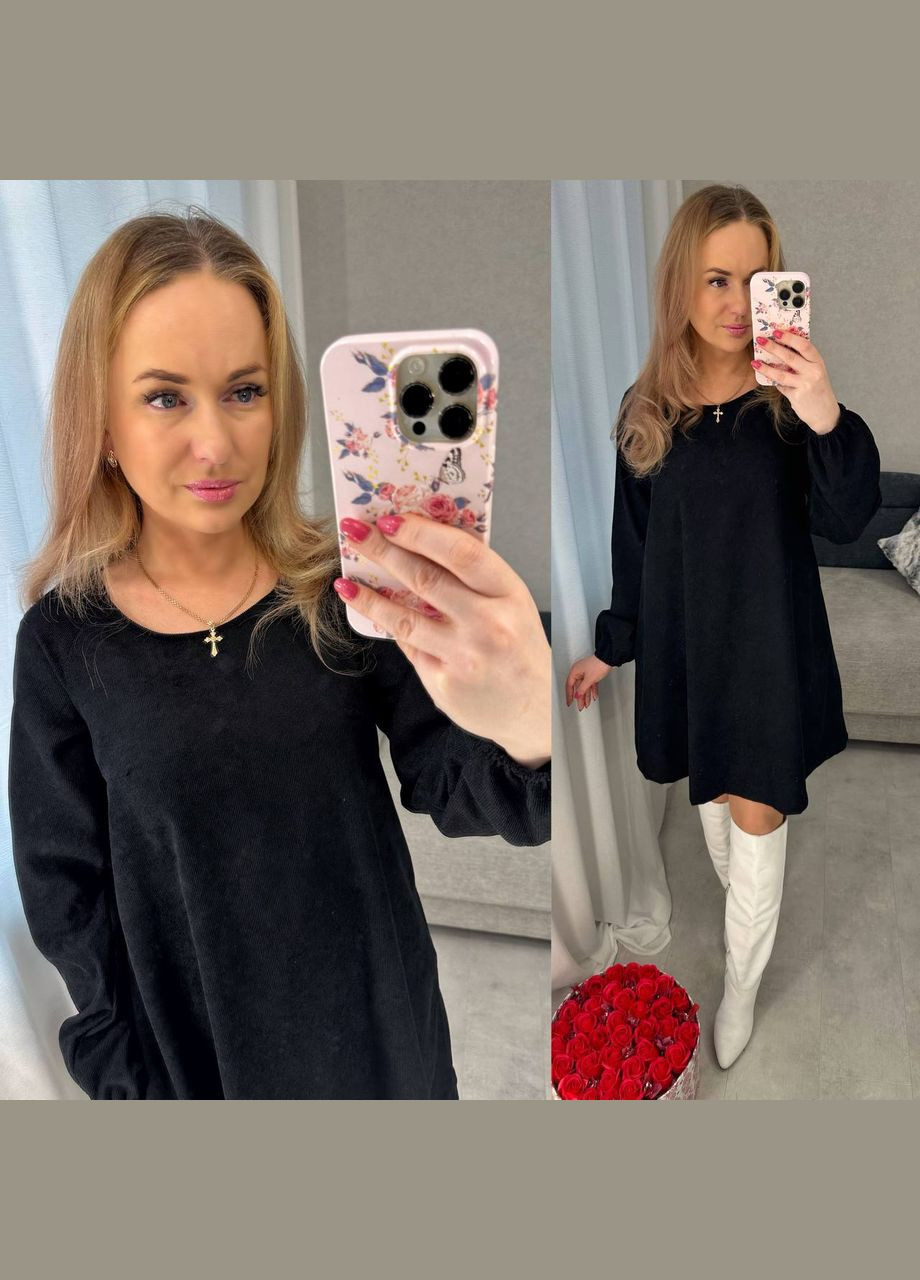 Черное платье свободного кроя No Brand