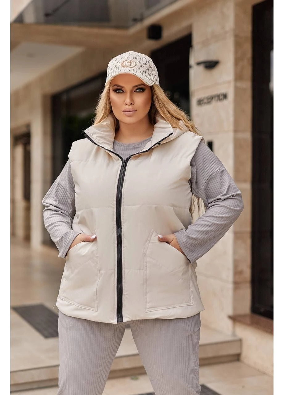 Жіноча жилетка з капюшоном колір шоколадний New Trend (304647355)