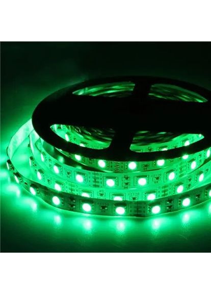 Світлодіодна LED стрічка з клейкою основою 10мм 14,4 Вт/м 60 LED/м IP65 МТК-300G-F-5050-14,4W-12 зелений (5м) MOTOKO (370264431)