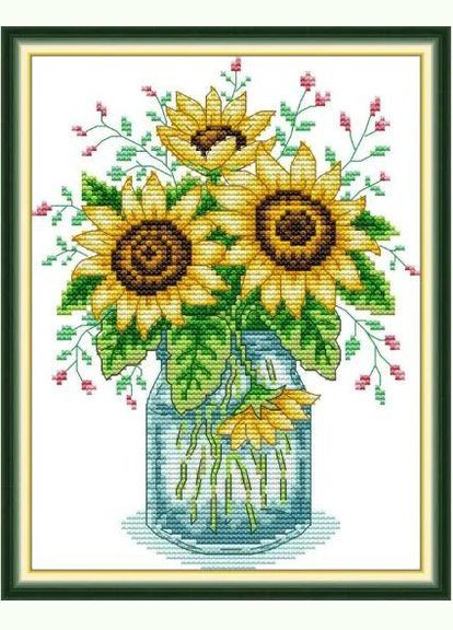 Набір для вишивання за нанесеною на канву схемою "Sunflower Vase".AIDA 14CT printed, 19*26 см Joy Sunday (313612769)