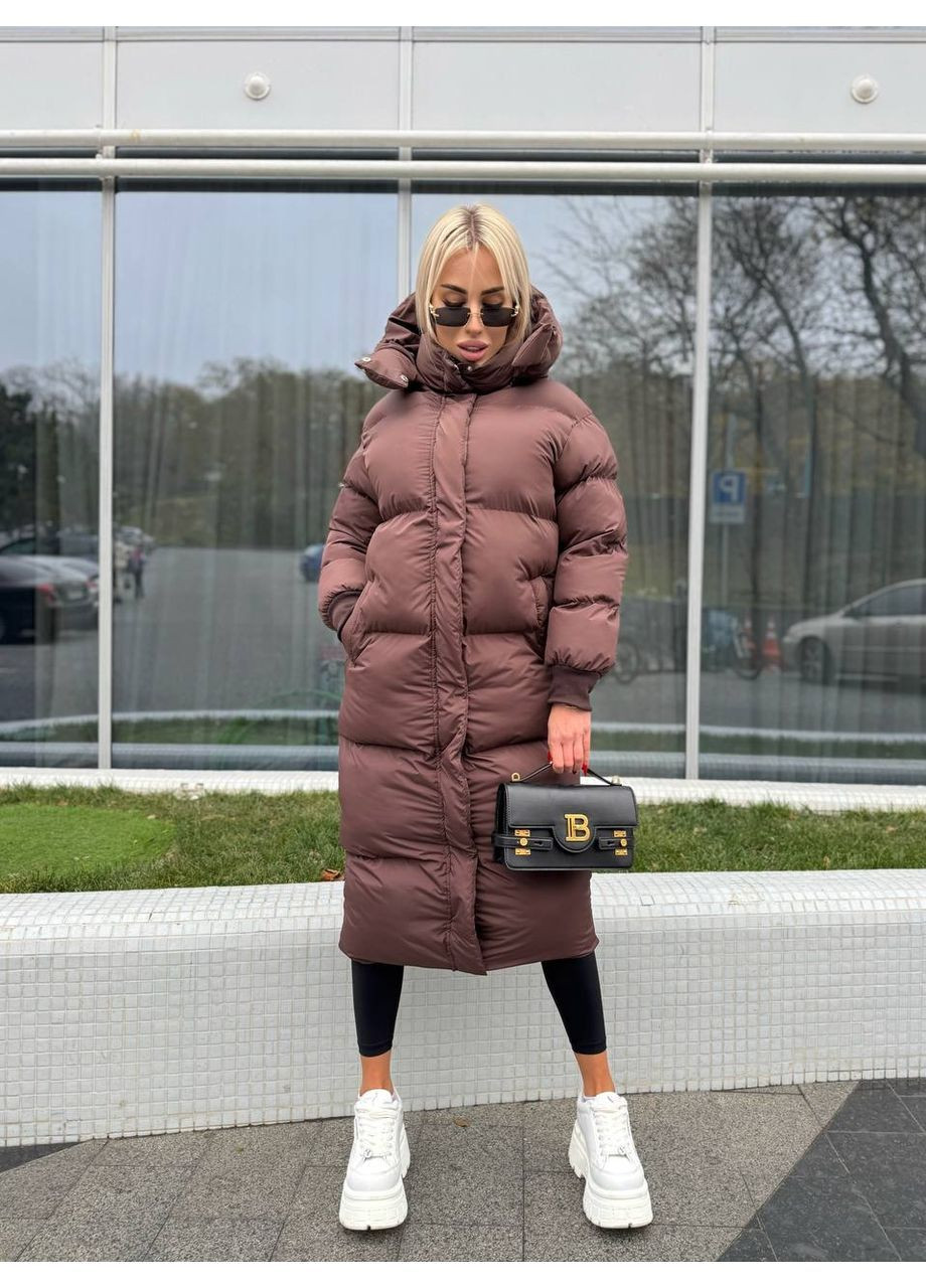 Коричневый демисезонный Пуховик Style Point