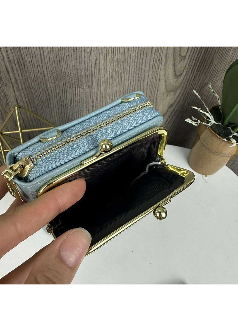 Маленькая женская сумочка клатч на плечо экокожа голубая с ремешком ProDobro (363258944)