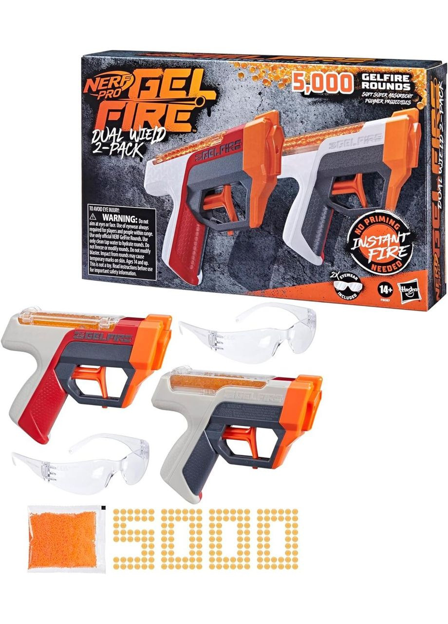 Набір бластерів NERF Pro Gelfire Dual Wield Pack Пістолети Нерф Про Гельфайр Дуал кульки орбізи Оригінал Hasbro (365251430)