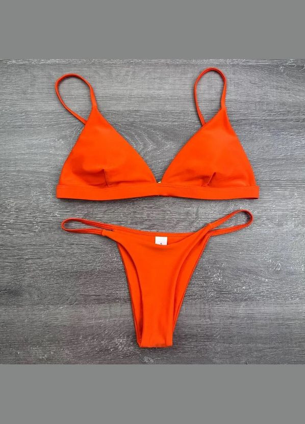 Оранжевый раздельный купальник для загара минимал с трусиками бразилиана s m (44 46) оранжевый Po Fanu