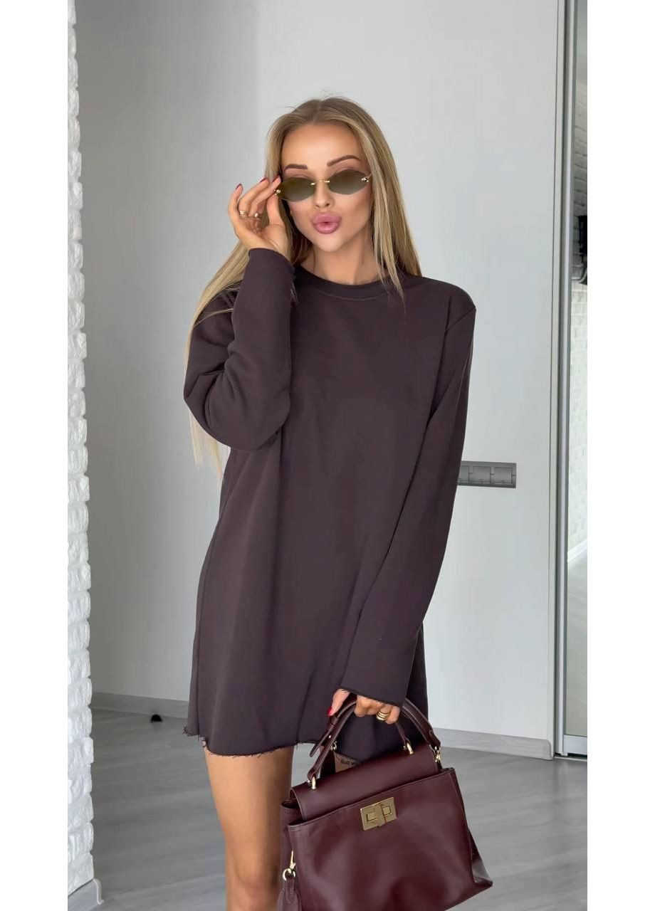 Лонгслив женский удлиненный оверсайз с принтом необработанный край JUGO (361146540)