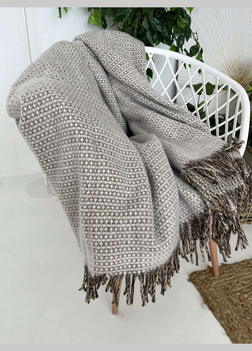 Плед шерстяний Wool бежевого кольору 140х200 смПлед шерстяний Wool бежевого кольору 140х200 см ZEINTEX (311221863)