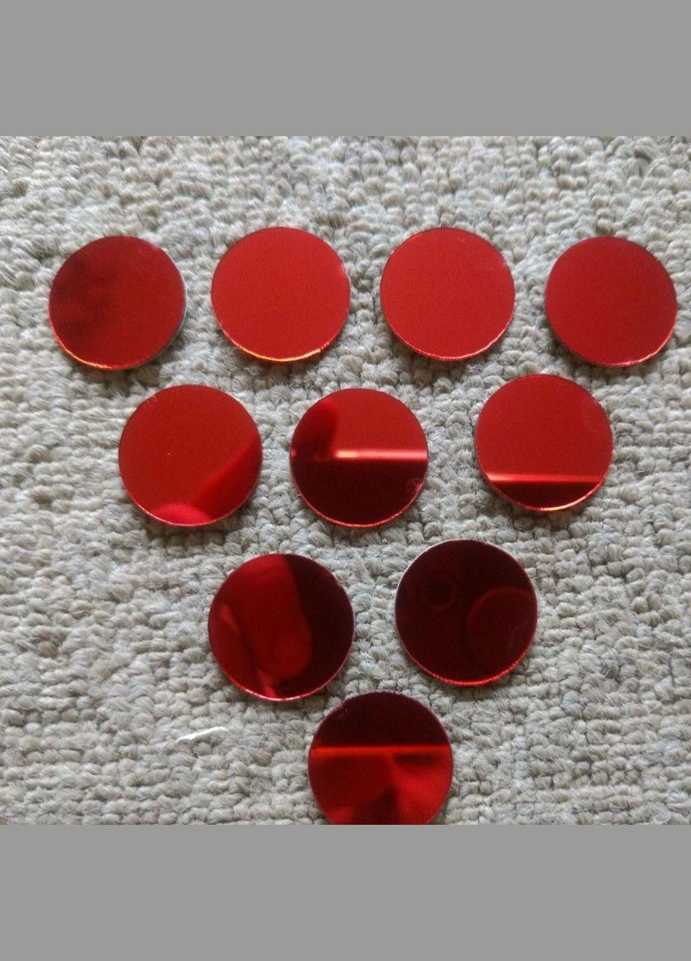 Дзеркальні пластикові наклейки круги Червоні 100 шт 2 см Б369 No Brand (302242363)