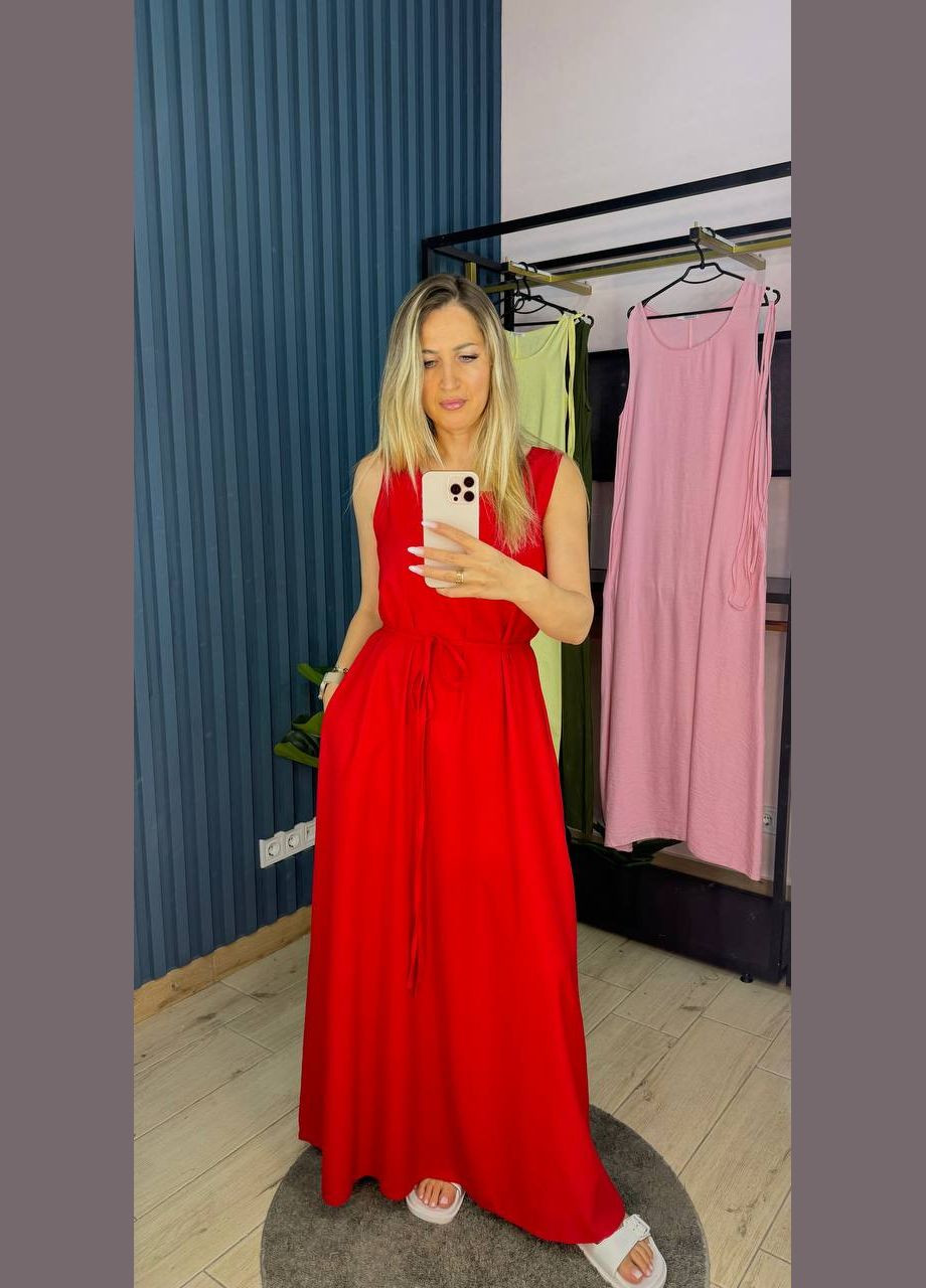 Червона повсякденний сукня жіноча Гермес однотонна