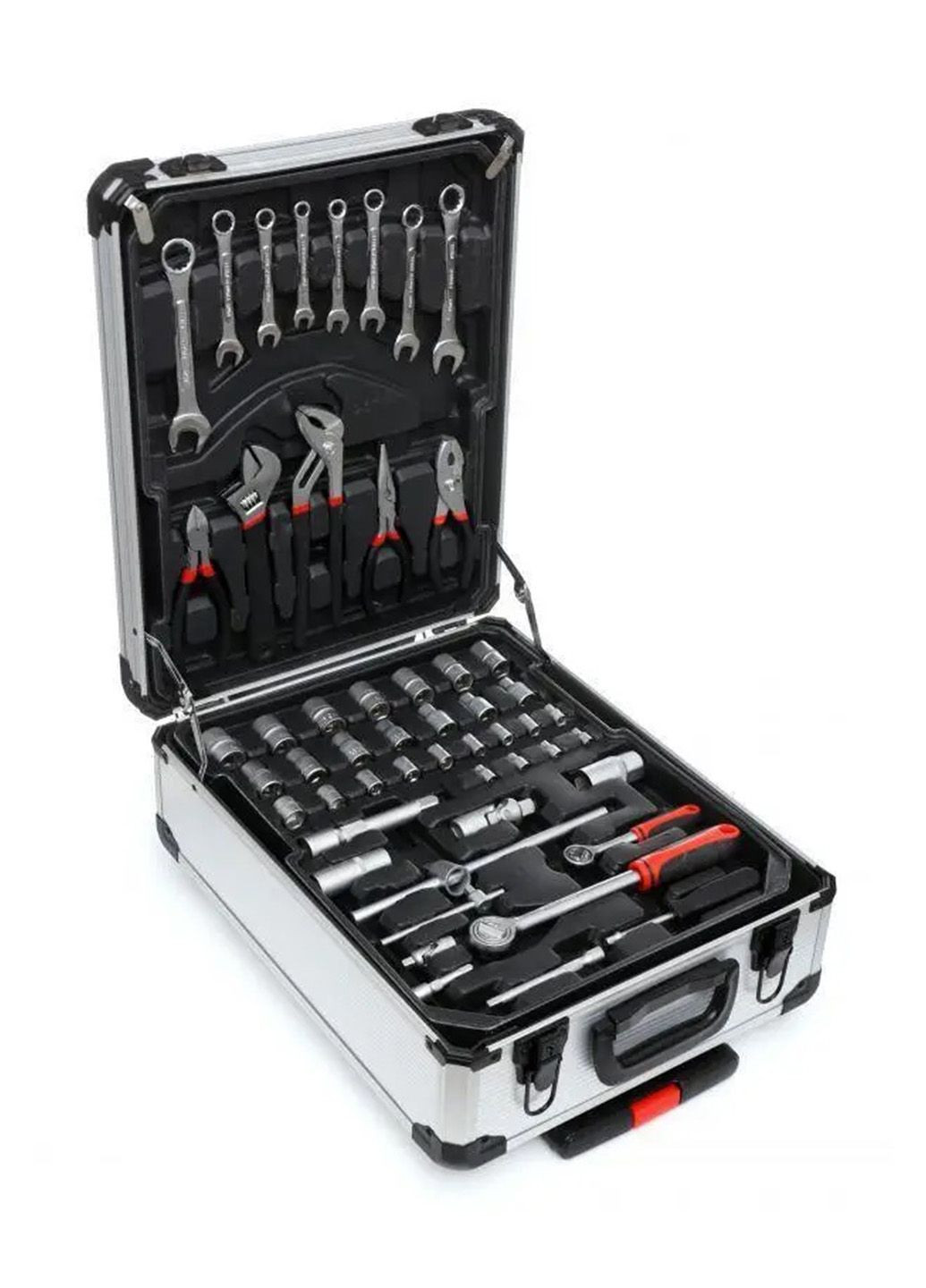 Великий універсальний набір інструментів для дому Kraft&Dele 188шт в валізі Ключі для авто Срібний No Brand (358516734)