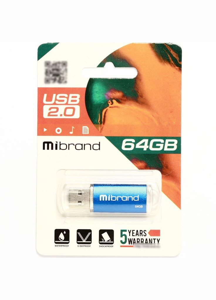 USB флеш накопичувач (MI2.0/CU64P1U) Mibrand 64gb cougar blue usb 2.0 (268142394)