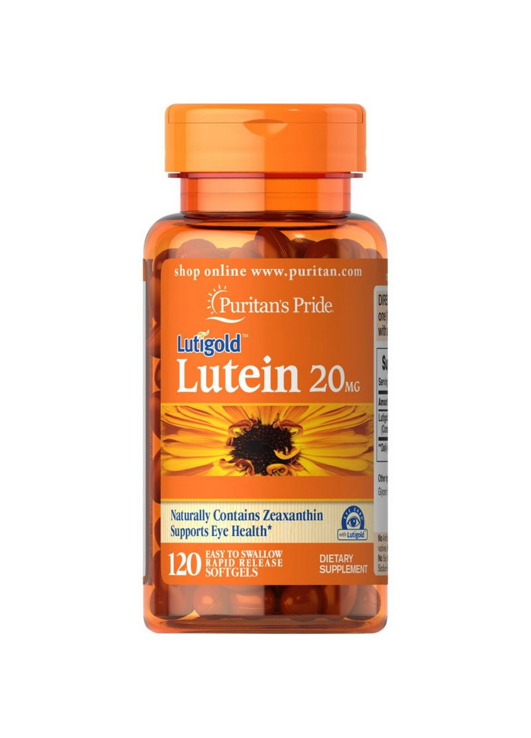 Натуральна добавка Lutein 20 mg with Zeaxanthin, 120 капсул Puritans Pride (293342876)