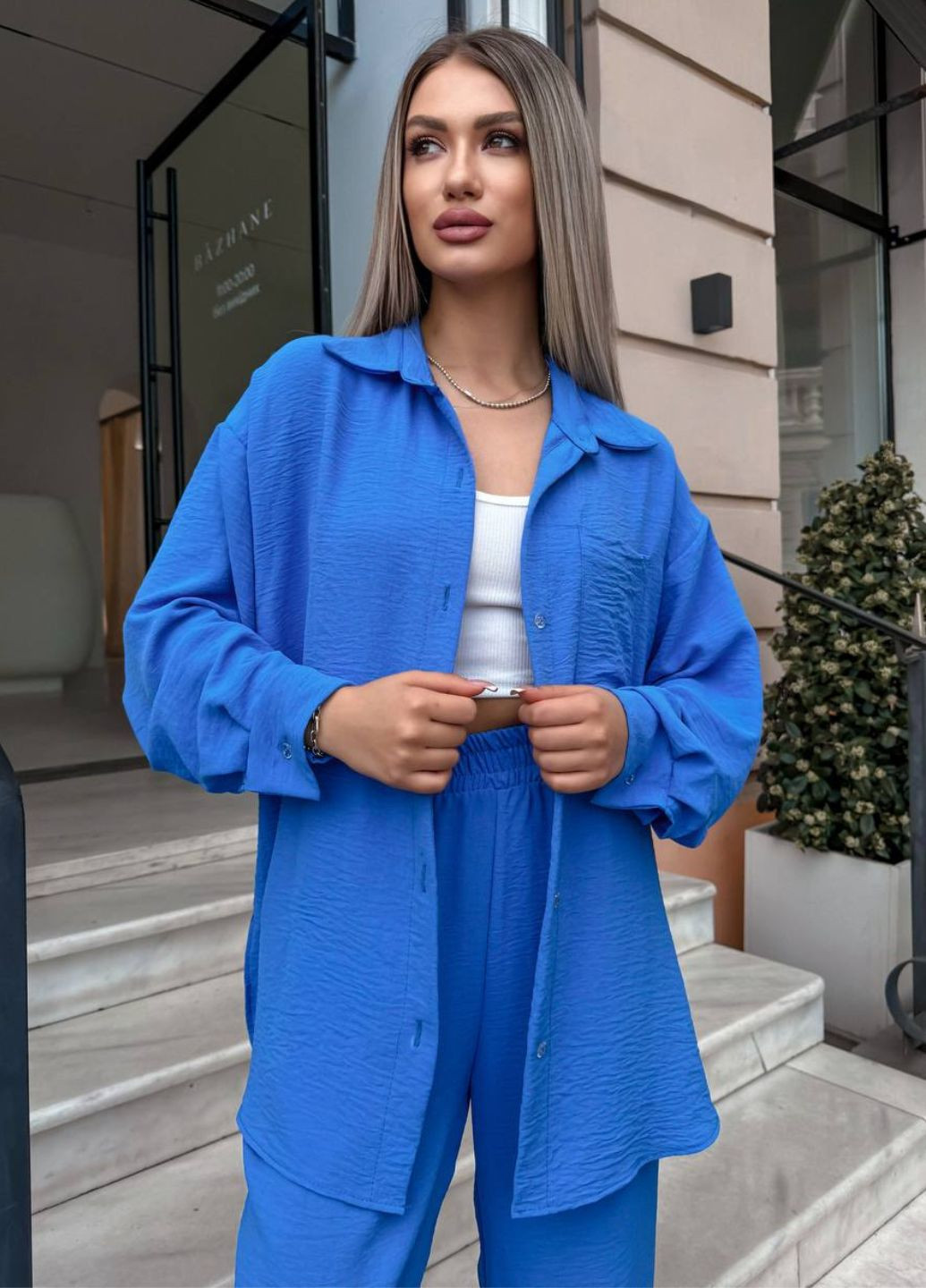 Базовый повседневный свободный костюм двойка: рубашка + штаны Україна (328392188)