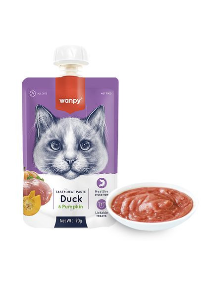 Duck & Pumkin ВАНПІ КРЕМ-ПЮРЕ КАЧКА З ГАРБУЗОМ рідкий корм для котів, 0.09 кг (6927749871521) Wanpy (345559986)