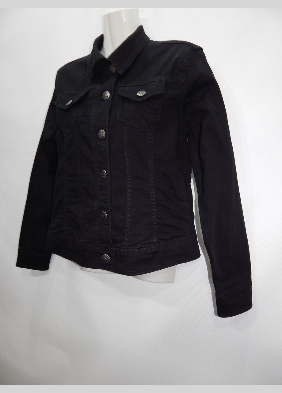 Чорна демісезонна куртка джинсова жіноча janina, ukr 46-48, eur 36 041dg (в зазначеному розмірі, тільки 1 шт.) No Brand