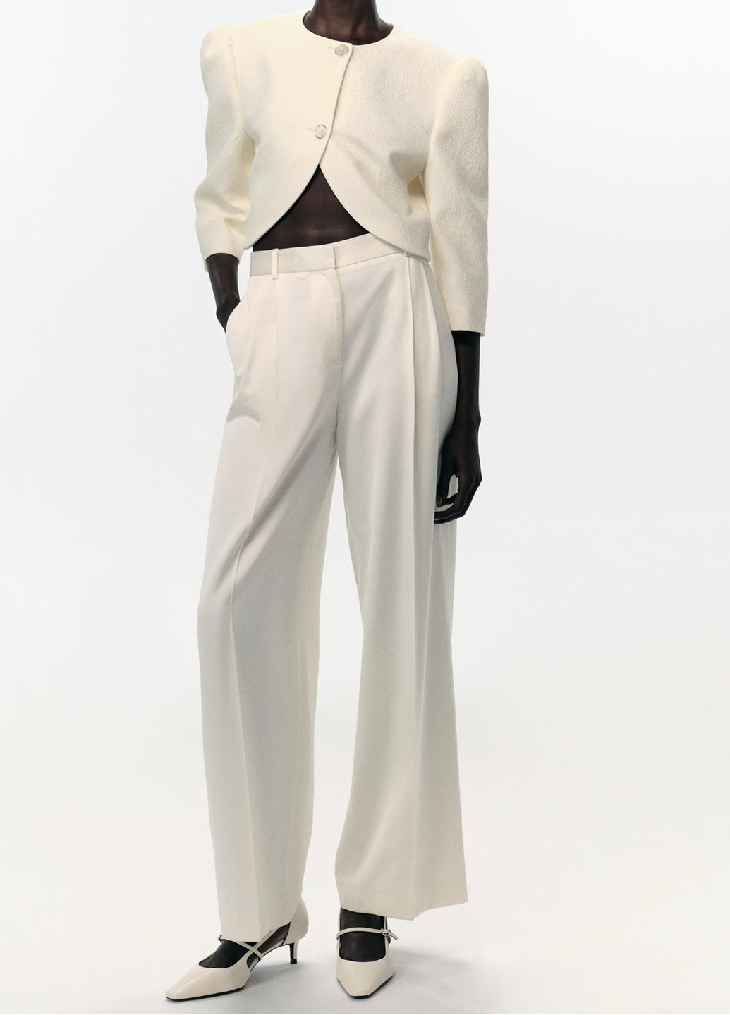 Молочный женский жакет Zara однотонный - демисезонный