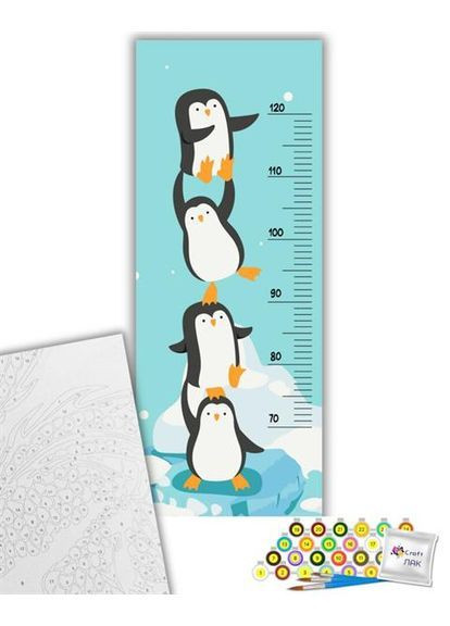 Ростомер-картина по номерам Пингвинчики 30х80 см () Artcraft 15128-AC (366578598)