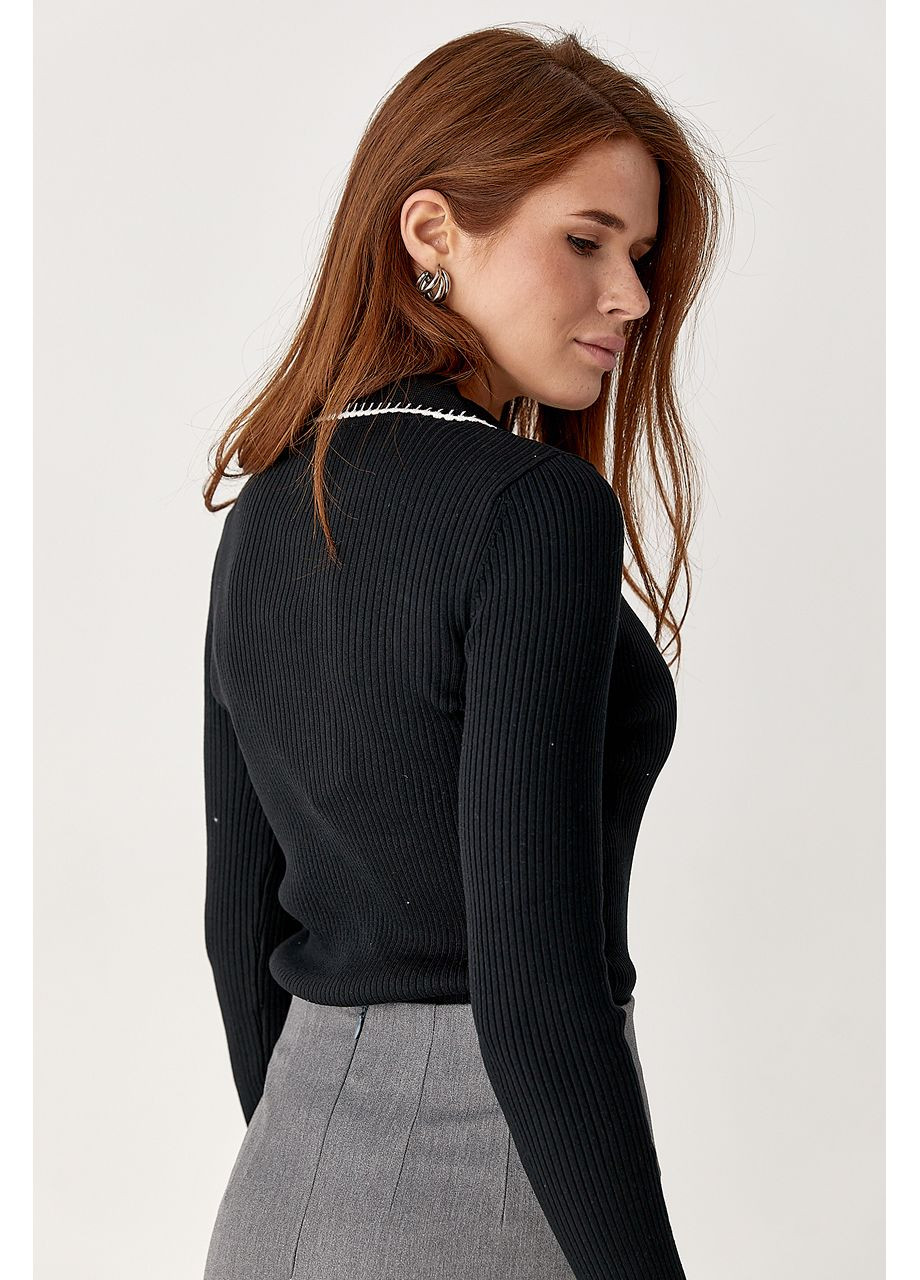 В'язаний лонгслів-поло в рубчик No Brand (354780504)