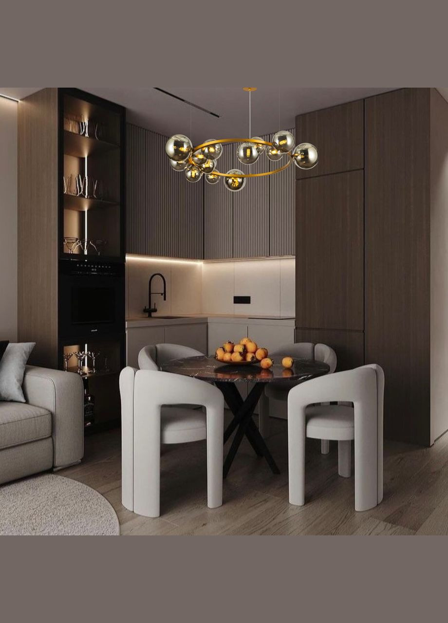 Бронзова 80см кругла люстра з куль на 15 ламп (918-LP267-15 DDG+BK) No Brand (370070102)