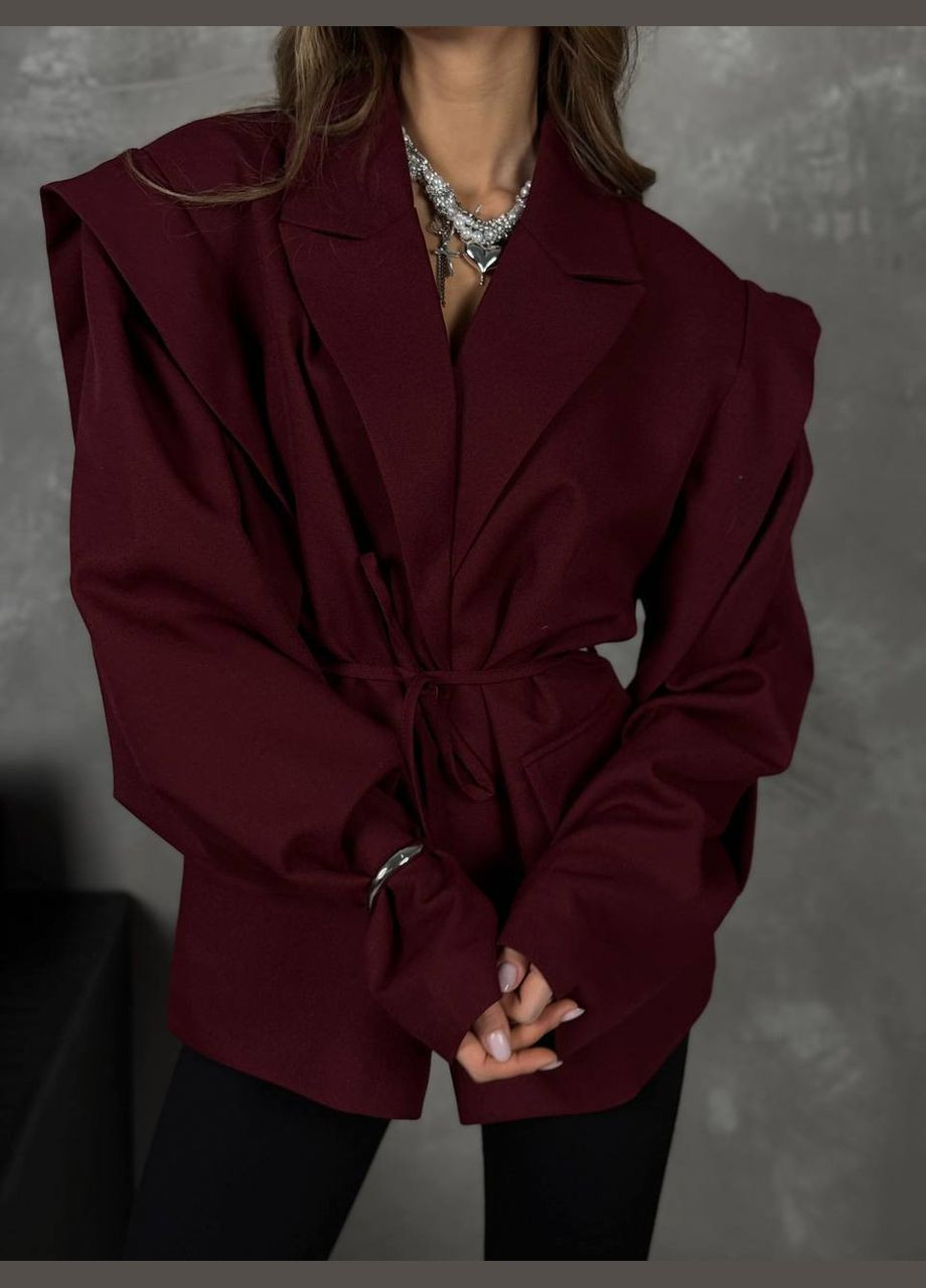 Бордовый женский пиджак женский No Brand однотонный - всесезон